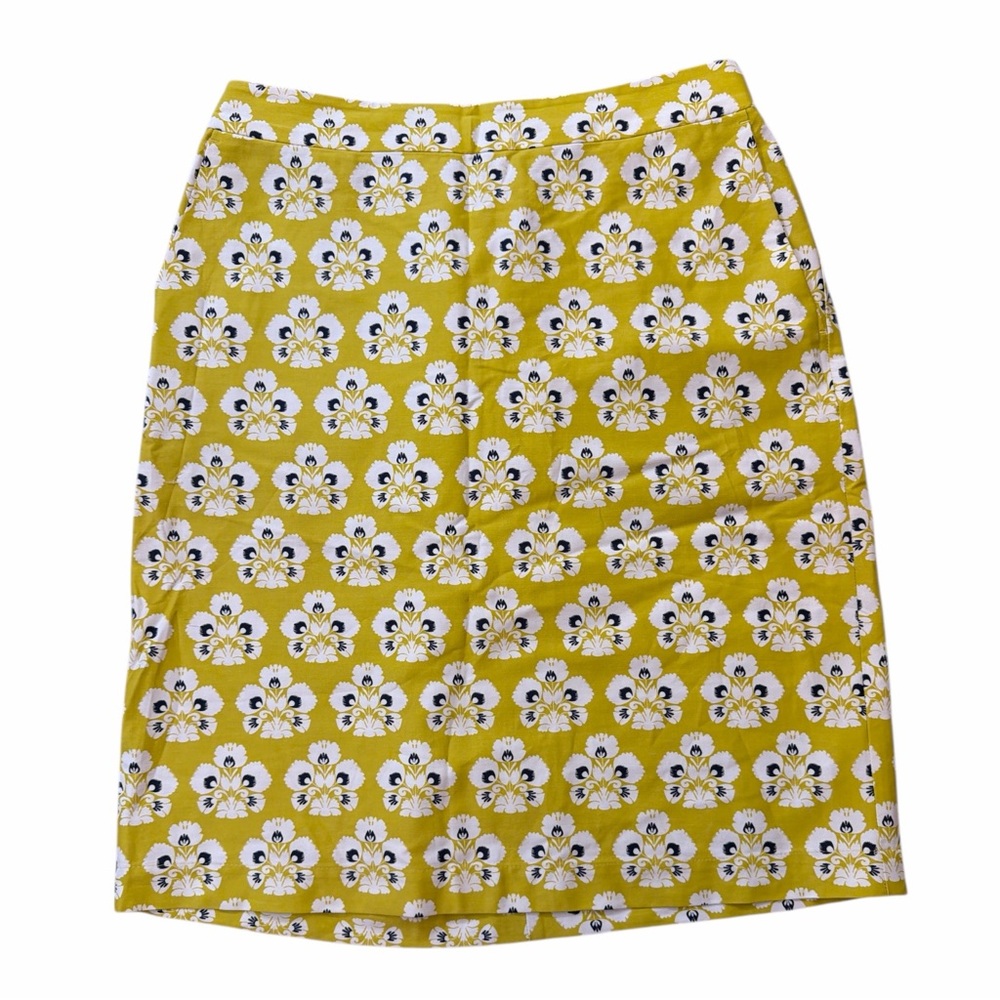 Boden Mustard Floral Pencil Skirt